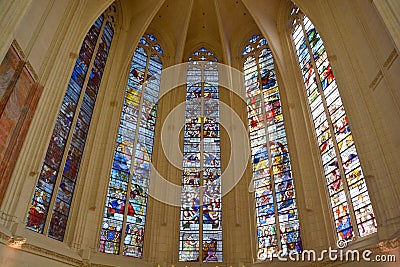 Indoors stainedglass window church Chateau de Vincennes Editorial Stock Photo