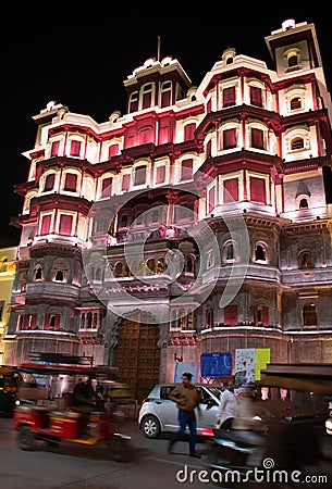 Indore City Rajwada Palace in Night Lights Editorial Stock Photo