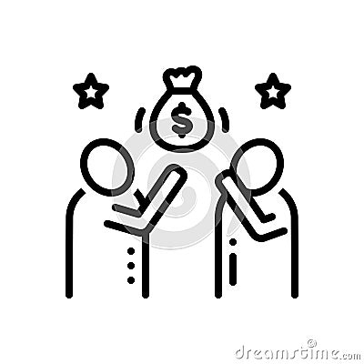 Black line icon for Induce, stimulate and money Vector Illustration