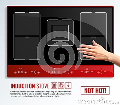 Induction Hob Surface Hand Poster Vector Illustration