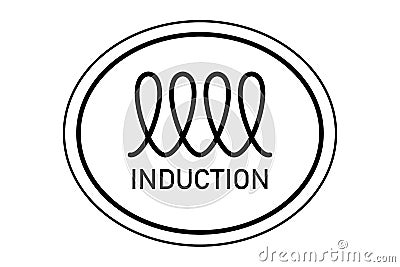 Induction, Icon for marking dishes. To designate a surface, a coating. Vector isolated illustration on white background Cartoon Illustration