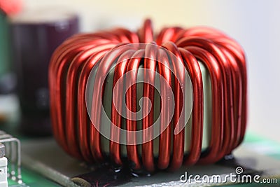 Copper Coil Inductor Stock Photo