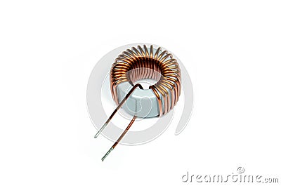 Inductor Copper coils isolated on white background Stock Photo