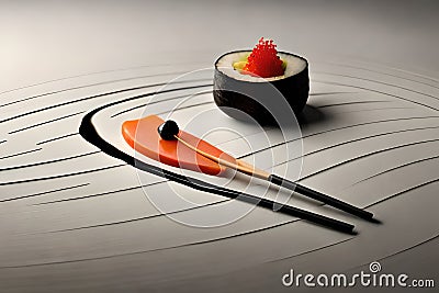 Delight in Simplicity: Fine Art Shot of a Minimalistic Sushi Composition in Gourmet Food Photography with Generative AI Stock Photo