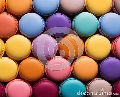 colorful macarons French biscuit with rainbow thick vertical stripes bold chromaticity wallpaper background Stock Photo