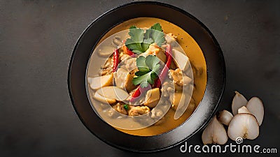 Massaman Curry: A Thai Culinary Masterpiece Infused with Exotic Spices, Coconut Milk, and Succulent Proteins Stock Photo