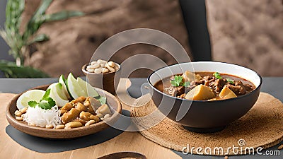 Massaman Curry: A Thai Culinary Masterpiece Infused with Exotic Spices, Coconut Milk, and Succulent Proteins Stock Photo