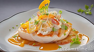 Indulge in Haute Cuisine Heaven with Our Finely Decorated Restaurant Dishes. Stock Photo