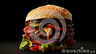 Juicy Burger on Sesame Brioche Bun Stock Photo