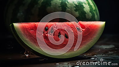 A plump and juicy watermelon slice sweet and refreshing on a hot day created with Generative AI Stock Photo