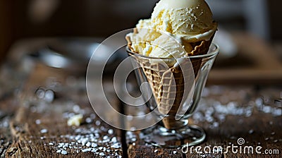 Ice cream in a cone, a real treat Stock Photo