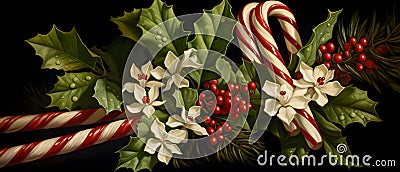 A candy canes and flowers Stock Photo