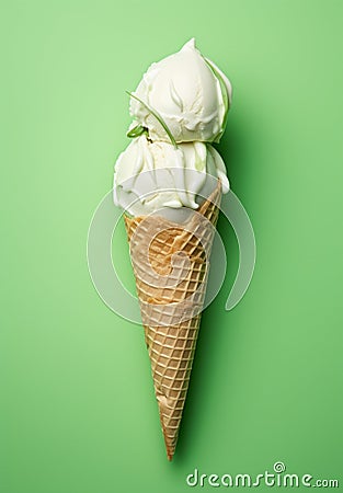Indulge in the Unexpected: Savory Garlic Ice Cream Cone with a Twist of Garlic on Top! Stock Photo