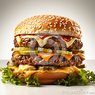 Savor the Flavor - Juicy Gourmet Burger Delight Stock Photo