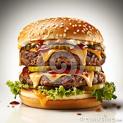 Savor the Flavor - Juicy Gourmet Burger Delight Stock Photo
