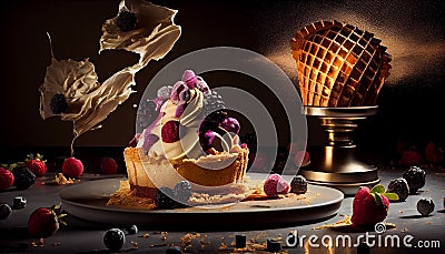 Indulgent berry cheesecake a sweet gourmet celebration generated by AI Stock Photo