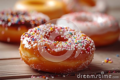 Indulgent delight Closeup of a delectable, sweet glazed donut Stock Photo