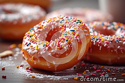 Indulgent delight Closeup of a delectable, sweet glazed donut Stock Photo