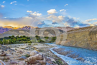 Indus river in Leh valley Stock Photo