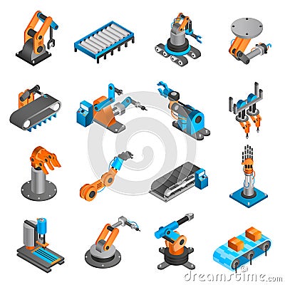 Industial robot isometric icons Vector Illustration