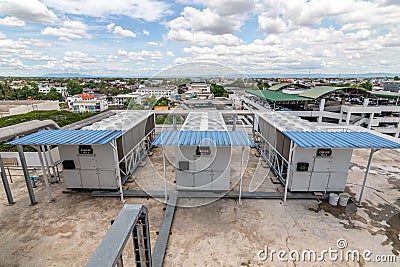 Industrail free-cooling chiller air conditioner on the rooftop Stock Photo