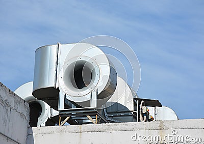 Industrial air conditioning and ventilation systems. Ventilation system. Stock Photo