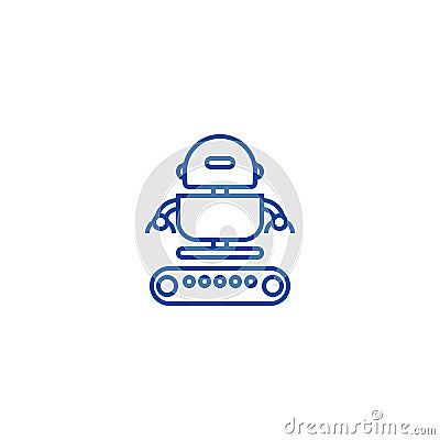 Industrial army robot line icon concept. Industrial army robot flat vector symbol, sign, outline illustration. Vector Illustration