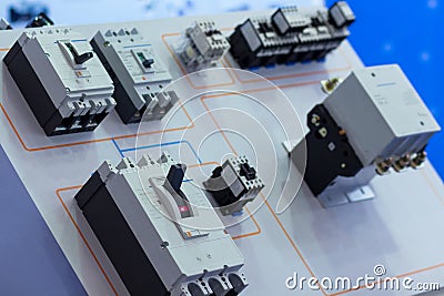 Industrial automatic switch at the stand Stock Photo