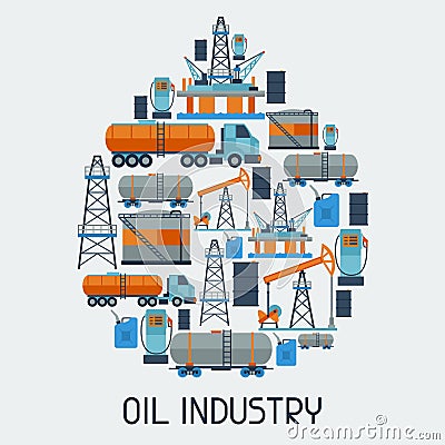 Industrial background design with oil and petrol Vector Illustration