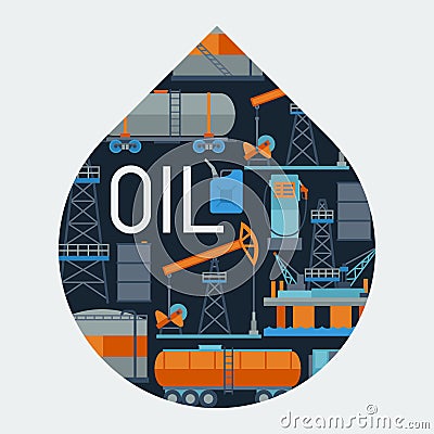 Industrial background design with oil and petrol Vector Illustration