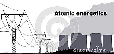 Industrial background nuclear power plant. Vector Illustration