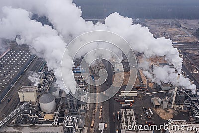 Industrial background. Plant pollutes environment Stock Photo