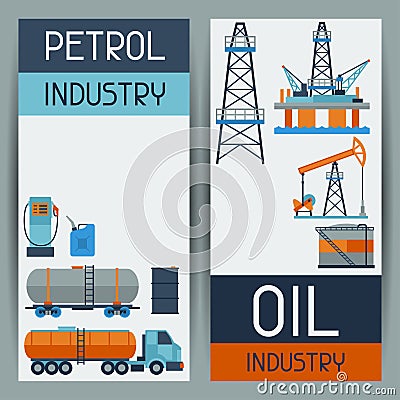 Industrial banners design with oil and petrol Vector Illustration