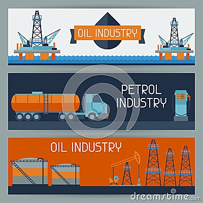Industrial banners design with oil and petrol Vector Illustration