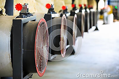 Industrial blower fan for ventilation air and cooling temperature Stock Photo