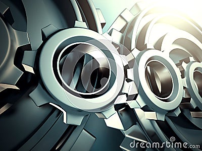 Industrial blue cogwheel gears background Cartoon Illustration