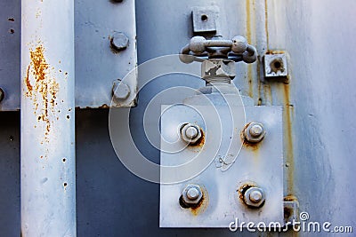 Industrial blue pipe with valve, manufacturing Stock Photo