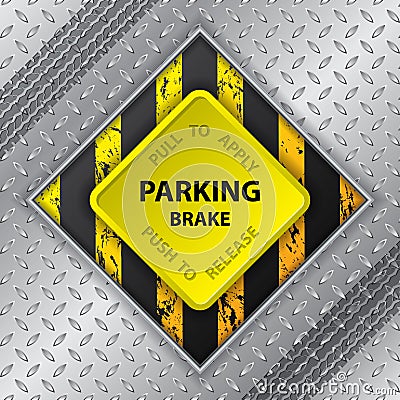 Industrial brochure with tire track and parking brake knob Vector Illustration