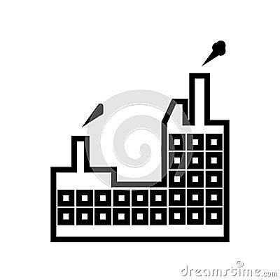 Industrial building with contaminants icon vector sign and symbol isolated on white background, Industrial building with Vector Illustration