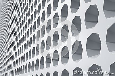 Industrial building exterior front wall decorated with hexagonal niches Cartoon Illustration