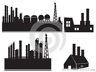 Industrial building factory icon set Vector Illustration