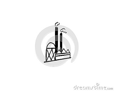 Industrial building icon factory iconic symbol on white background. Vector singular design. Vector Illustration