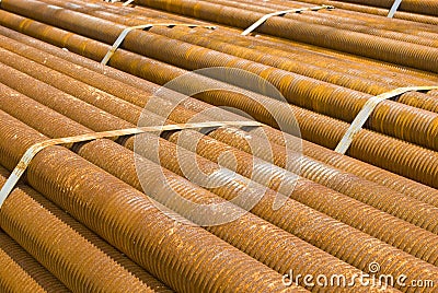 Industrial cargo for shipment: rusty pipes Stock Photo