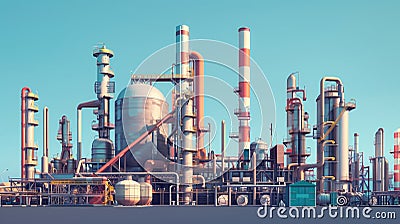 Industrial Chemical Plant with Steel Structures Stock Photo