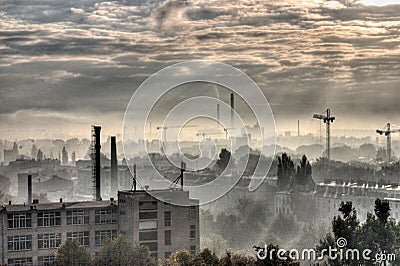 Industrial City - Moonscape Stock Photo