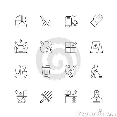 Industrial cleaning line outline icon isolated on white Vector Illustration