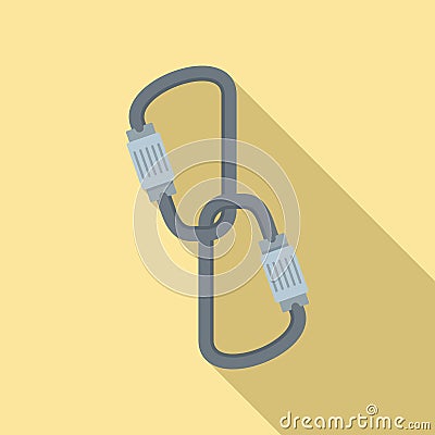 Industrial climber carabines icon, flat style Cartoon Illustration