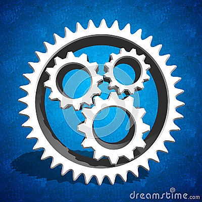 Industrial cogs gears on blue background Stock Photo