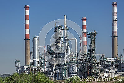 Industrial complex of oil refinery, Portugal Editorial Stock Photo