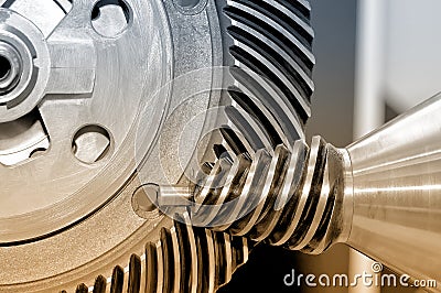 Industrial conical gear and a circular gear, cogwheel Stock Photo